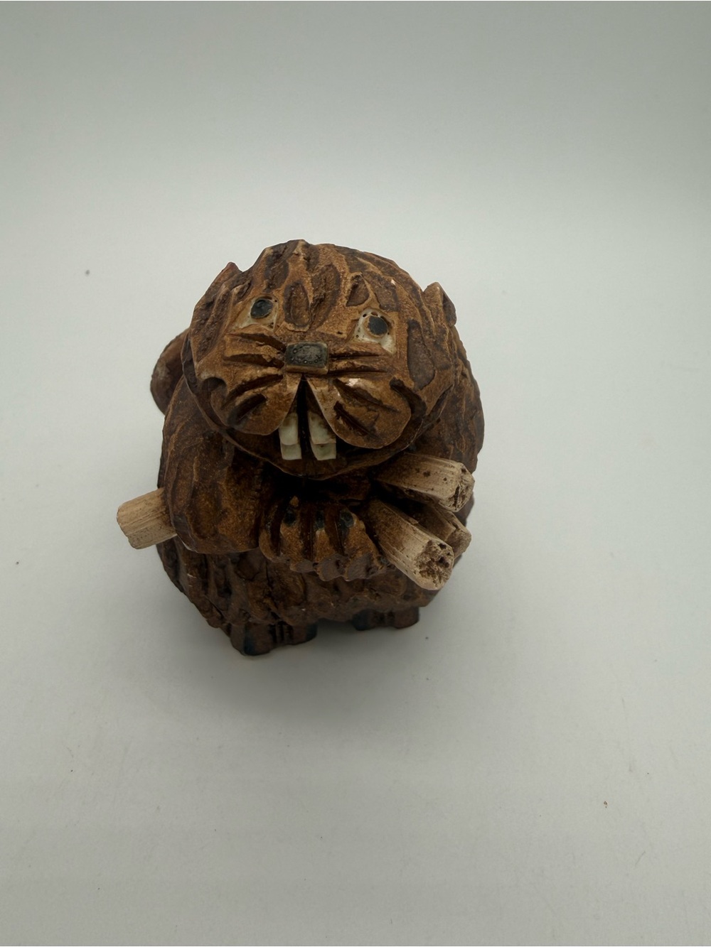 Vtg Artesania Rinconada Beaver 71 Clay Figurine Hand Carved Uruguay Studio Mark